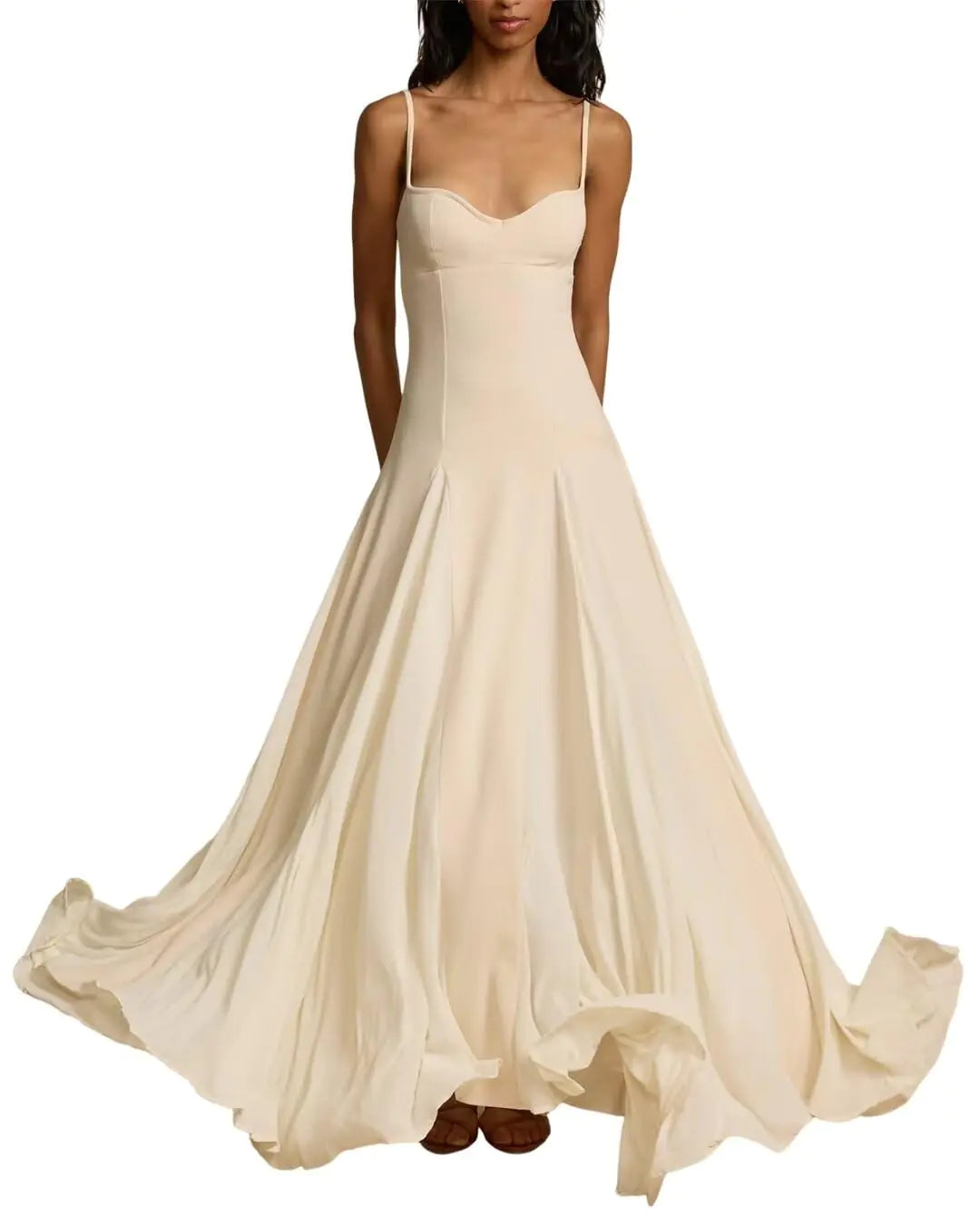 Playful Ivory White Strapless A-Line Maxi Dress