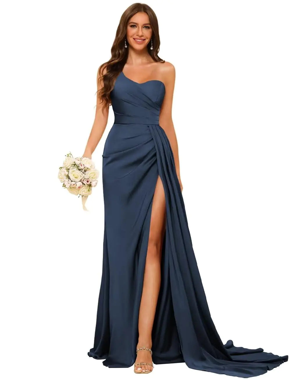 Playful Navy Blue Mermaid Bridesmaid Dress- Size 16