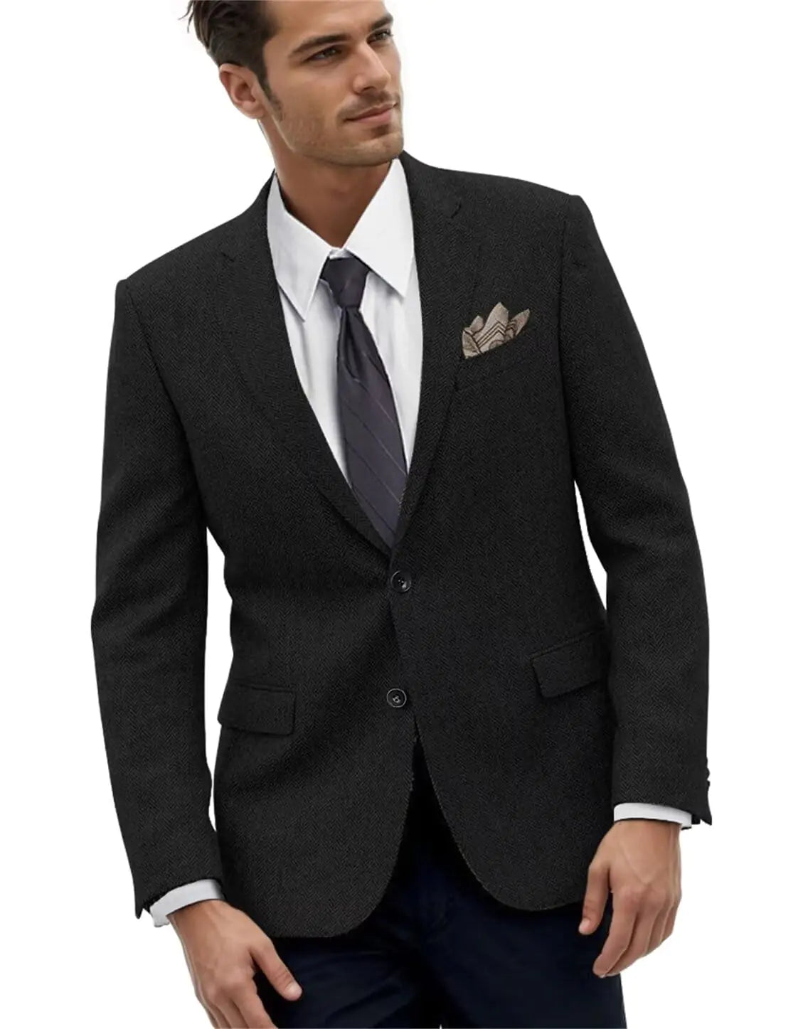 Playful Retro Tweed Herringbone Men’s Suit Jacket- Size X small