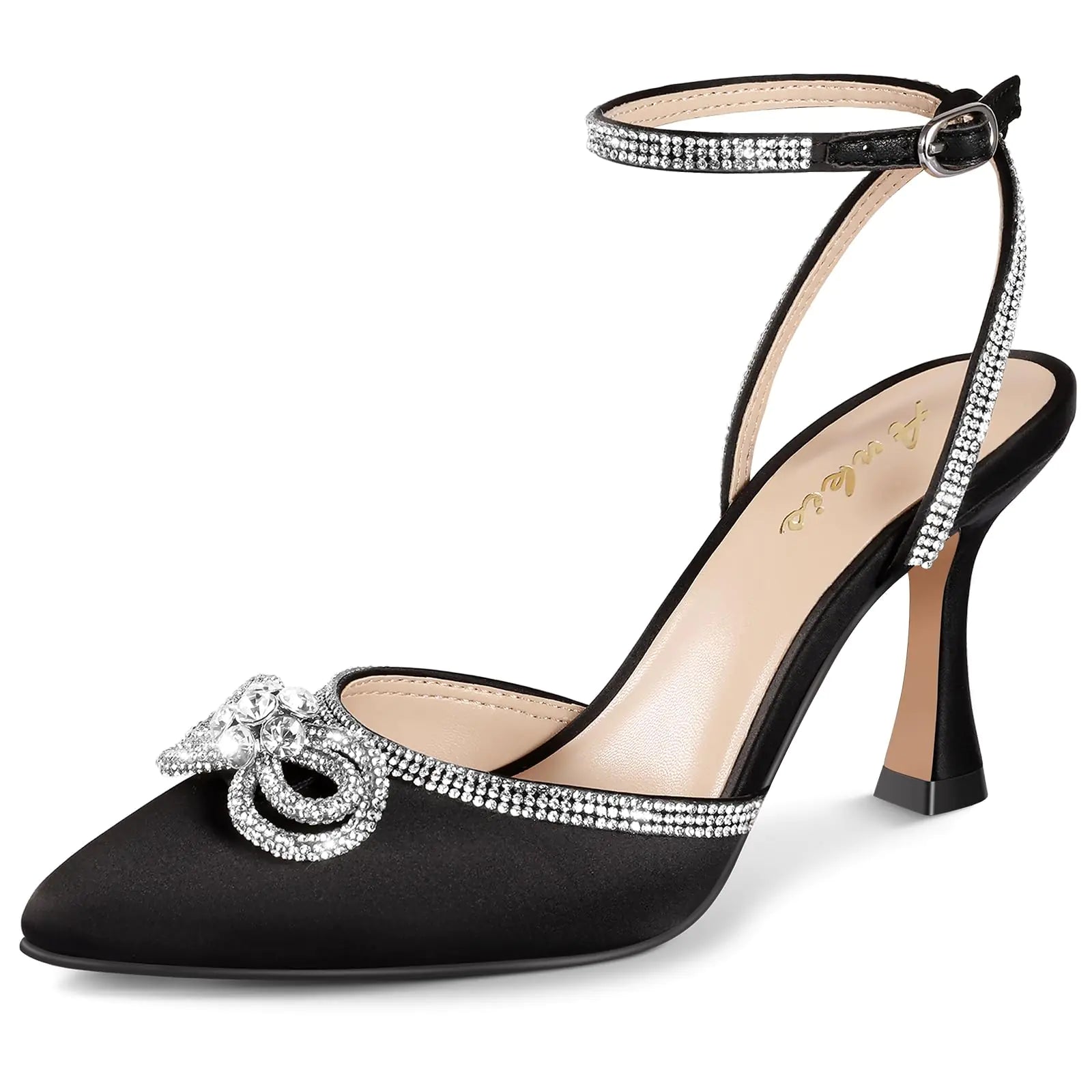 Rhinestone Bow Closed Toe Pumps for Women