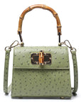 Ostrich Print Bamboo Handbag