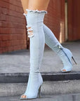 Over The Knee Denim Boots