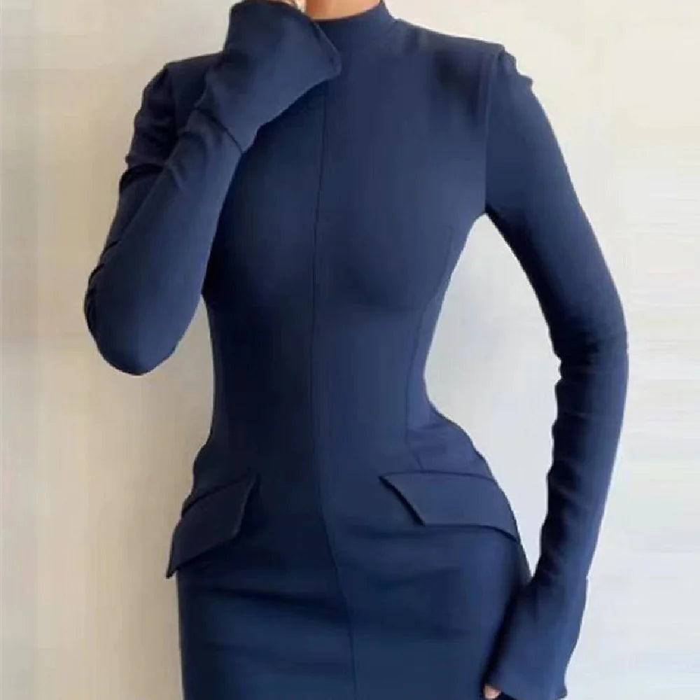 Sleek & Sculpted Mock Neck Dress