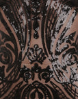 Sequin Embroidered Sheer Backless Dress