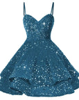 Sequin V-Neck Short Prom Dress - Size 16