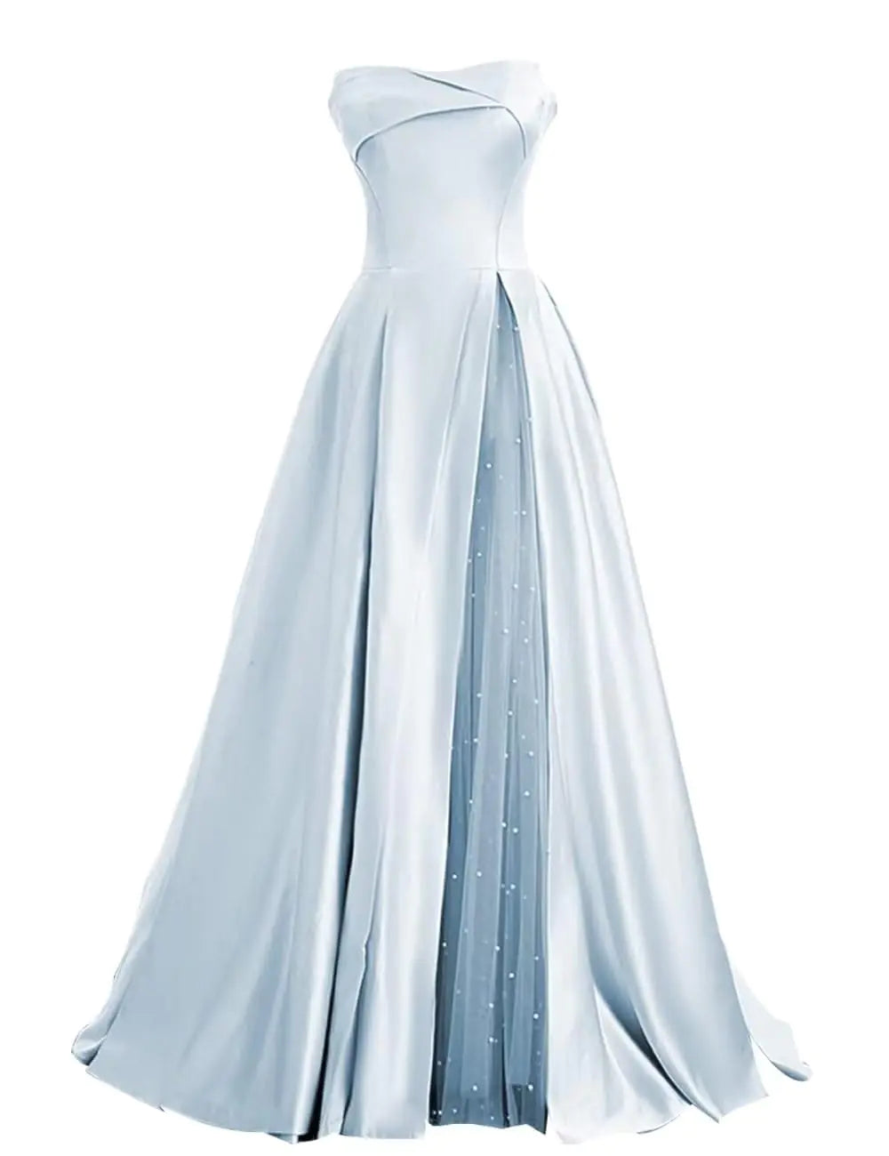 Sky Blue Strapless A-Line Ball Gown