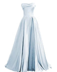 Sky Blue Strapless A-Line Ball Gown