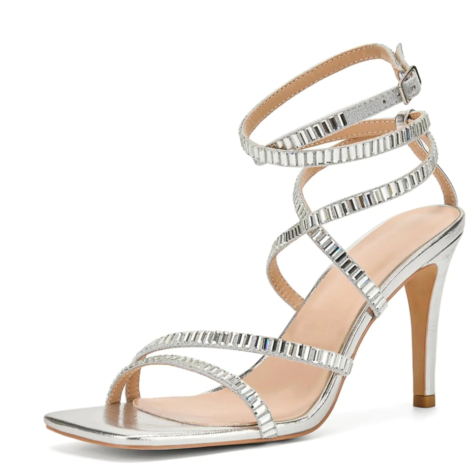 Sparkling Lace Up High Heel Rhinestone Sandals