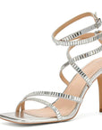 Sparkling Lace Up High Heel Rhinestone Sandals