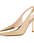 Pointy Gold Closed Toe High Heels- Size 7.5