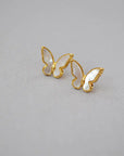 Gold-Plated White Shell Butterfly Earrings — alternate product view 5