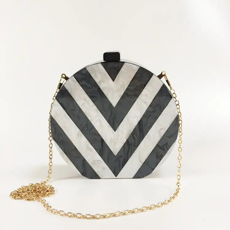 Striped Hard Shell Handbag 
