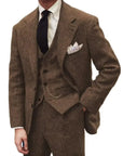Tweed Herringbone Slim Fit 3-Piece Suit 