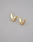 Gold-Plated White Shell Butterfly Earrings — alternate product view 7