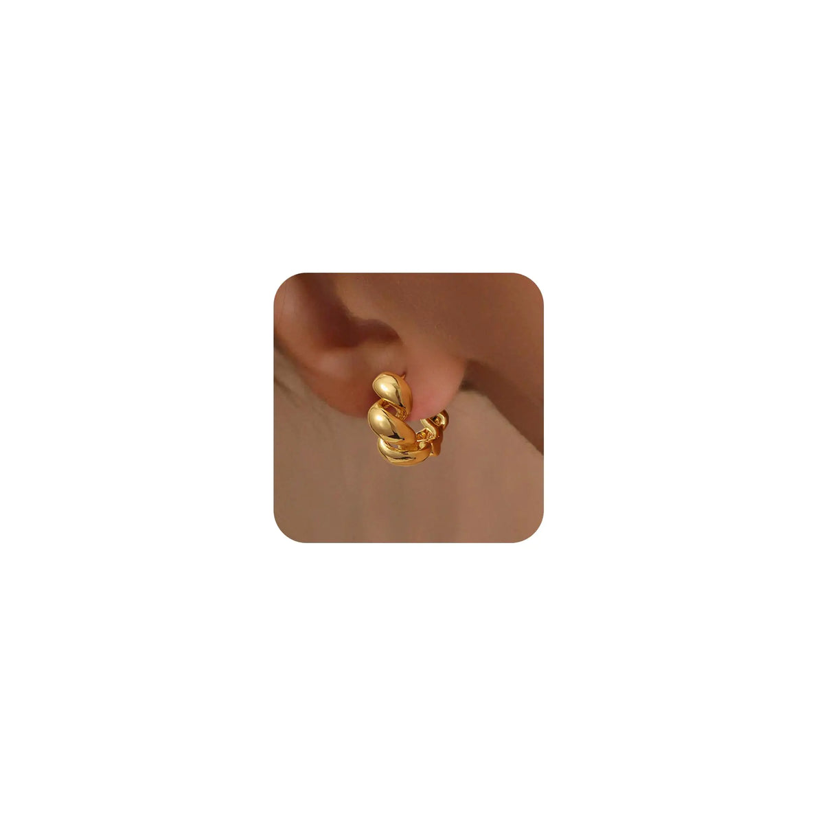 14K Gold-Plated Chunky Hoop Earrings — alternate product view 2