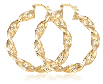 18K Gold-Plated Textured Hoop Earrings — alternate product view 11