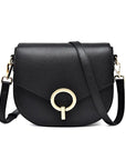 Circle Clasp Crossbody – Sleek Leather Saddle Bag