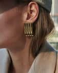 18K Gold-Plated Striped Earrings — alternate product view 3