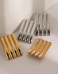 18K Gold-Plated Striped Earrings — alternate product view 6