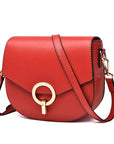 Circle Clasp Crossbody – Sleek Leather Saddle Bag