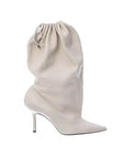 Runway Muse Drawstring Boot – Nude Slouch Pointed-Toe Stiletto Heel
