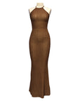 Womens Elegant Halter Neck Knitted Dress