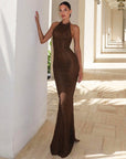 Womens Elegant Halter Neck Knitted Dress