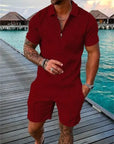 Men's Textured Two-Piece Short Set – Stylish, Breathable & Trendy