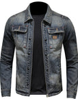 Vintage Washed Denim Jacket with Lapel Collar