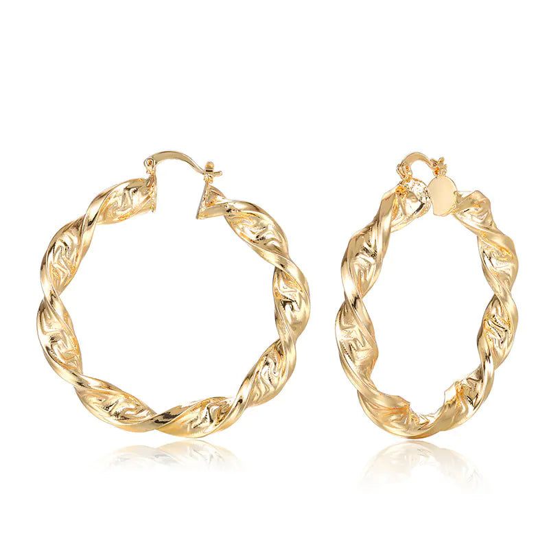 18K Gold-Plated Textured Hoop Earrings — alternate product view 5