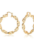 18K Gold-Plated Textured Hoop Earrings — alternate product view 5