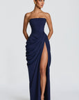 Casual long-sleeved slim-fit suspender maxi dress