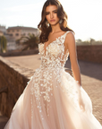 Sleeveless Lace Deep V-Neck Wedding Dress — main product image