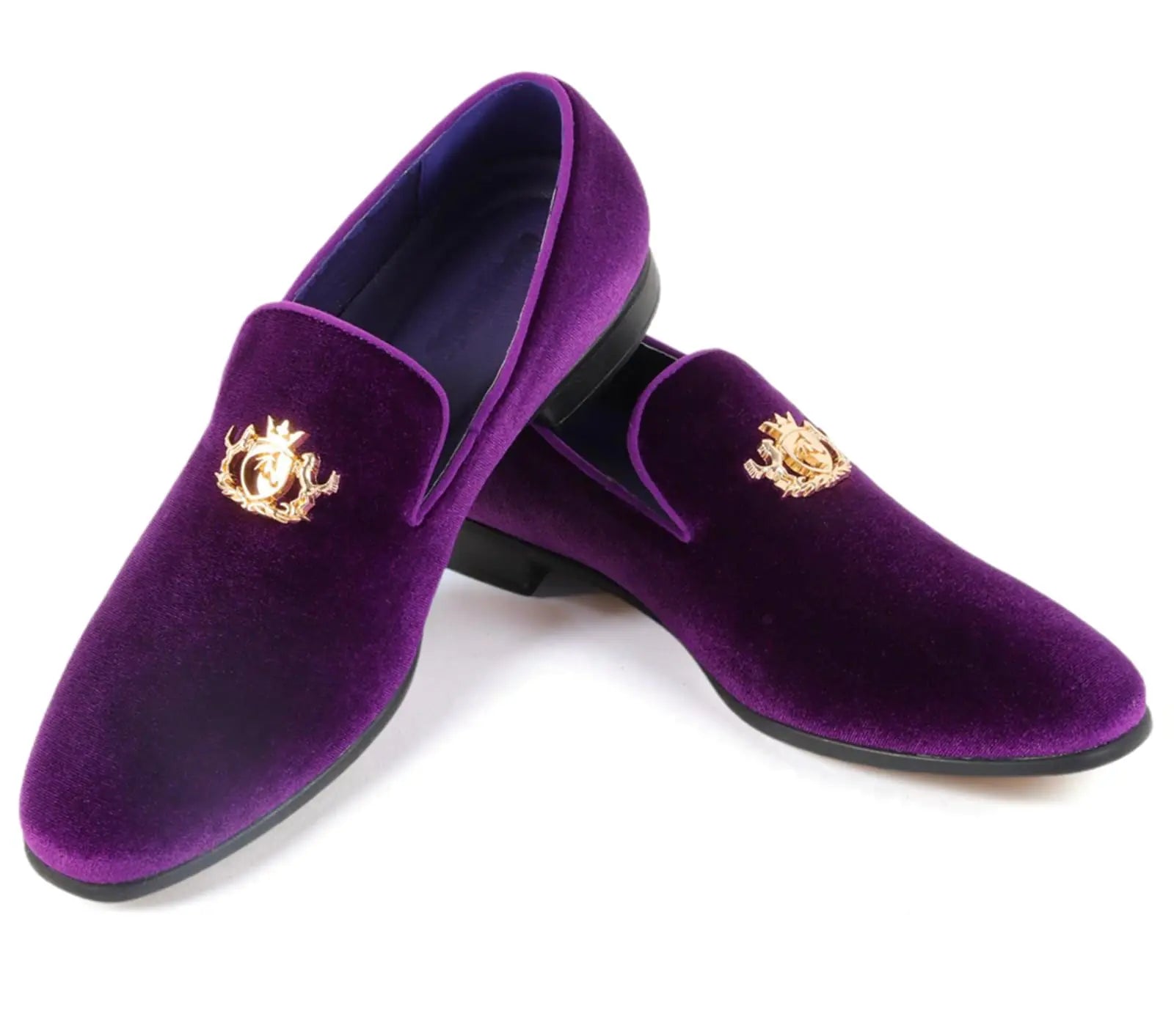Purple Velvet Slip-On Loafers for Men