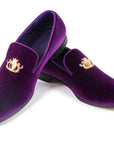 Purple Velvet Slip-On Loafers for Men