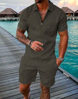 Men's Textured Two-Piece Short Set – Stylish, Breathable & Trendy