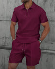 Men's Waffle Knit Short Sleeve and Shorts Set