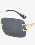 Blue Rectangular Rimless Sunglasses