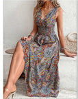 Boho Breeze Paisley Maxi Dress – Sleeveless Smocked Waist Sundress