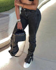 Women's Street Fashion Hem Slit Jeans