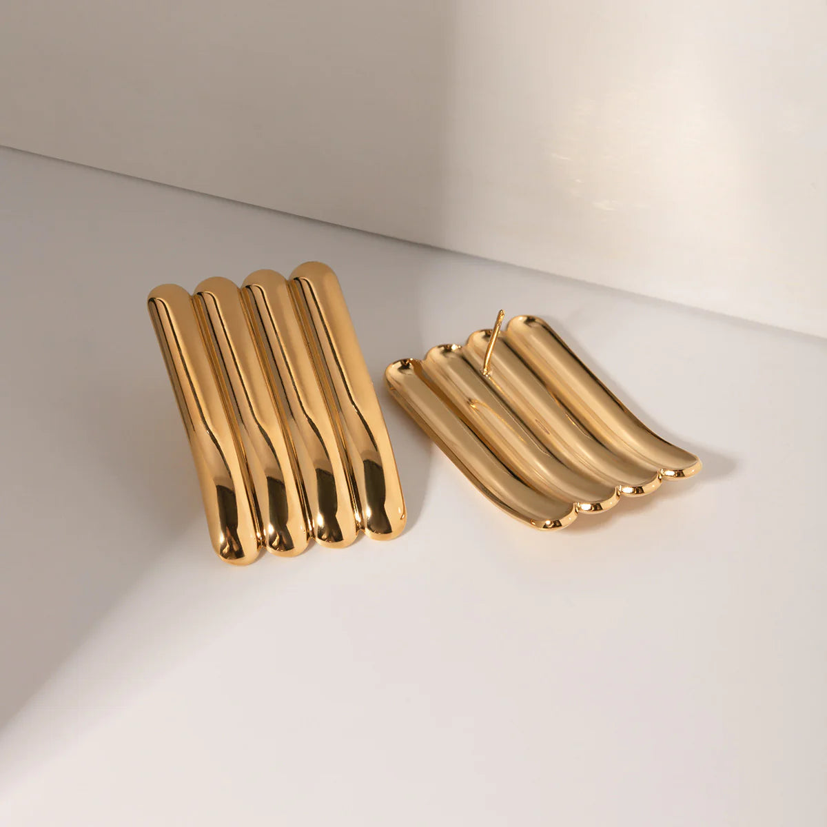 18K Gold-Plated Striped Earrings — main product image