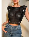 Women's Sequin Metallic Top