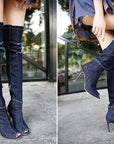 Over The Knee Denim Boots
