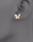 Gold-Plated White Shell Butterfly Earrings — alternate product view 2