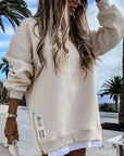 Oversized Zip-Side Pullover Sweatshirt