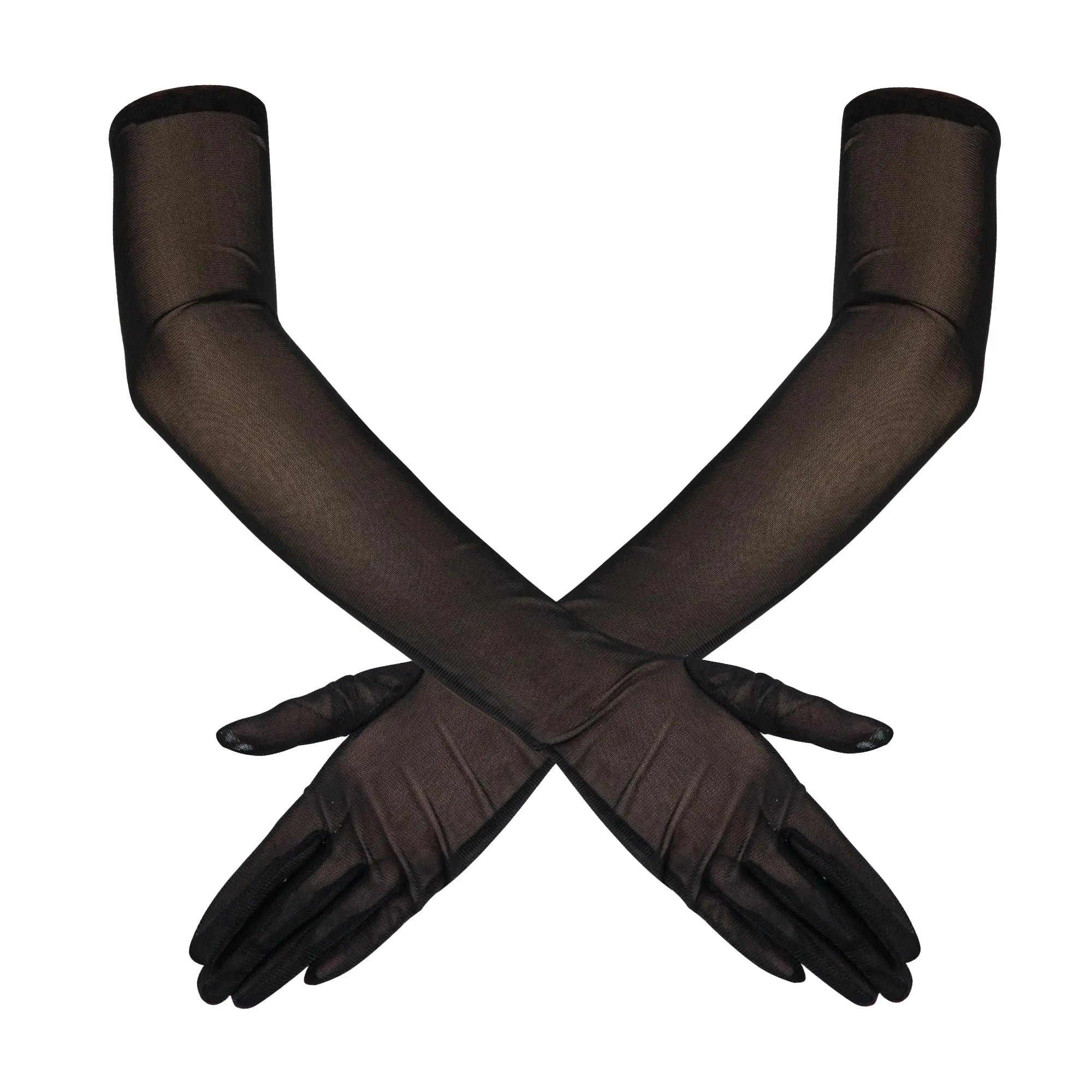 Elegant Black Tulle Lace Gloves for Women