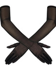 Elegant Black Tulle Lace Gloves for Women