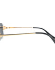 Blue Rectangular Rimless Sunglasses