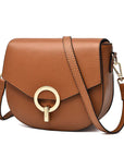 Circle Clasp Crossbody – Sleek Leather Saddle Bag
