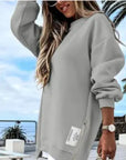 Oversized Zip-Side Pullover Sweatshirt